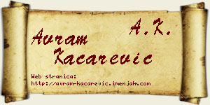 Avram Kačarević vizit kartica